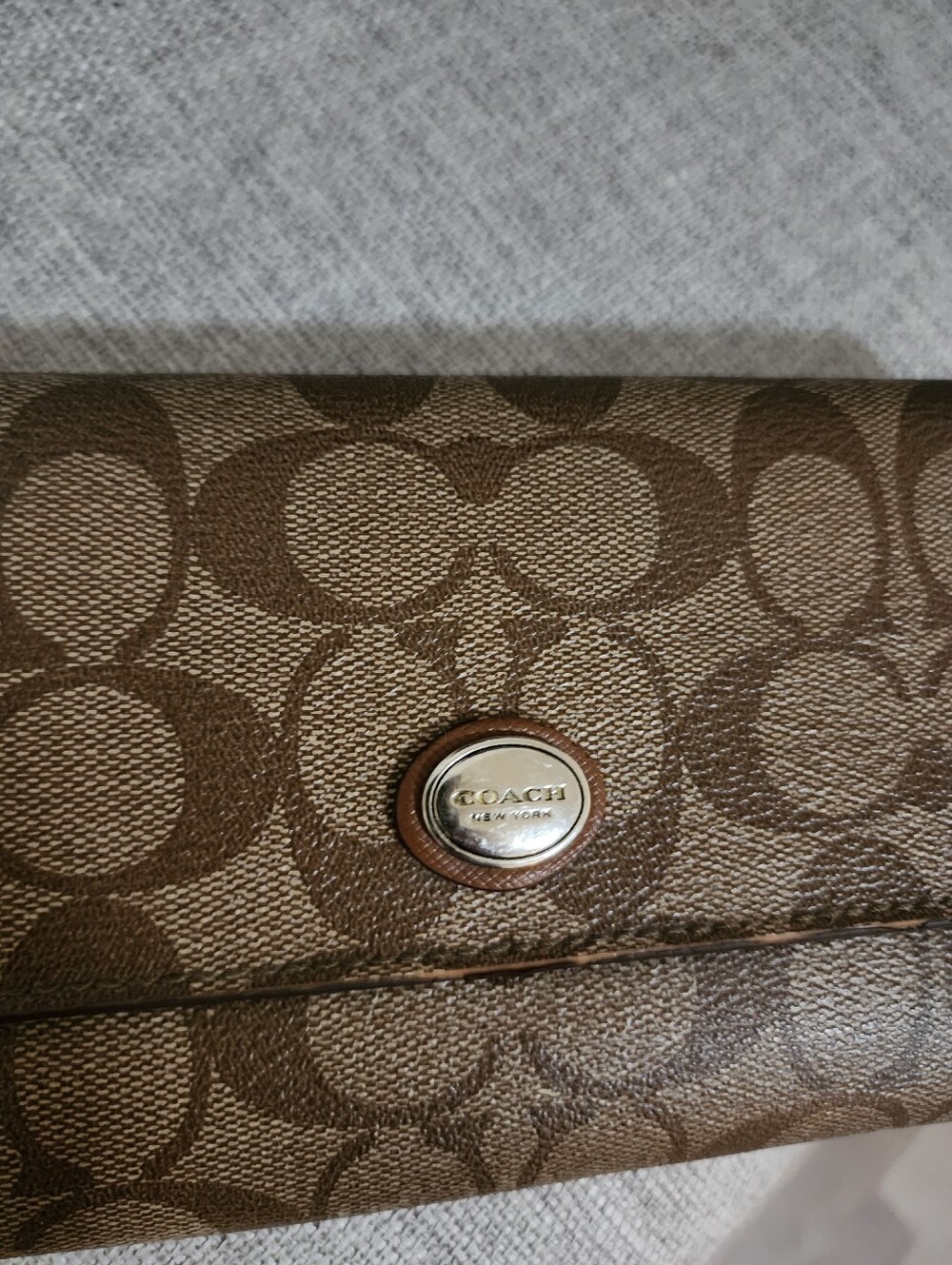 Coach Signature Brown Fold-Over Wallet - Picture 5 of 13